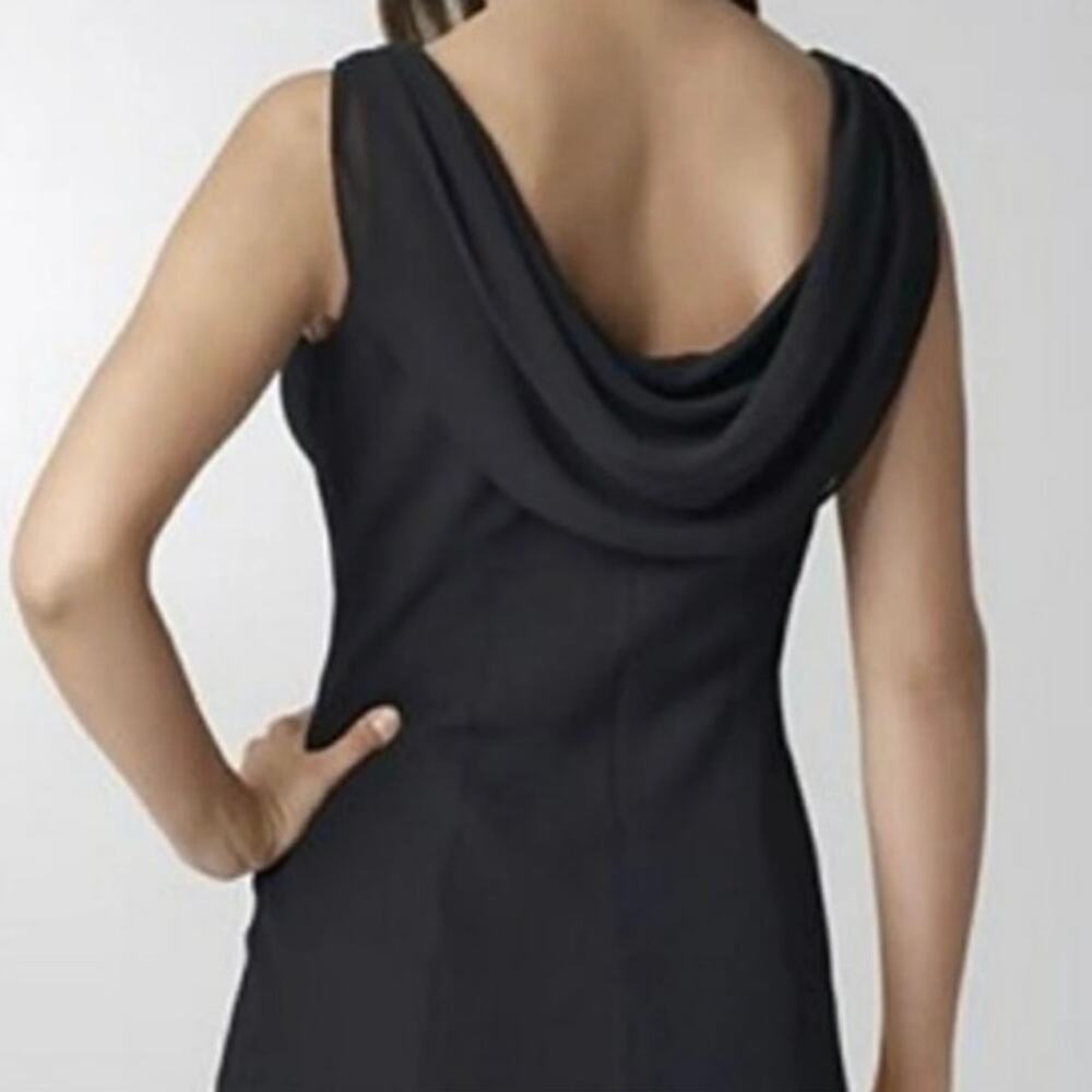 Jones Studio Black Cocktail Dress Sheer Jeweled Neckline & Cowled Scoop Back 4 - Picture 9 of 9
